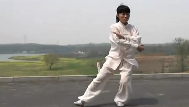 年轻的大姐表演传统功夫太极拳，太极拳行家可以看下