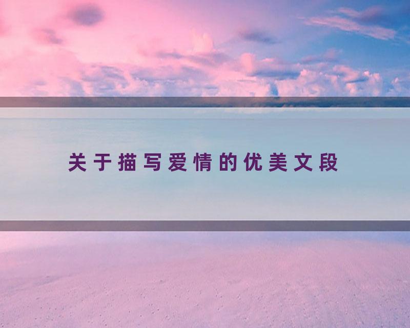 关于描写爱情的优美文段
