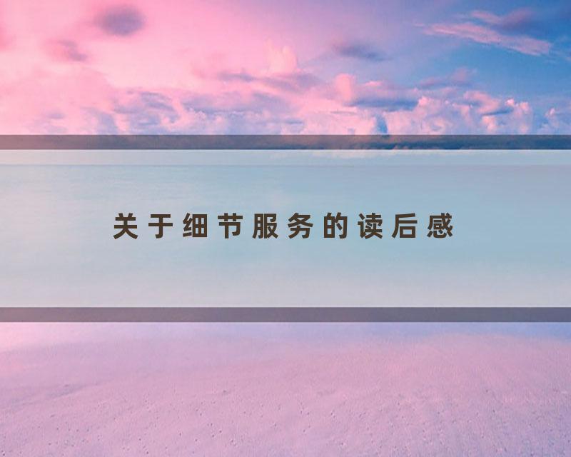 关于细节服务的读后感