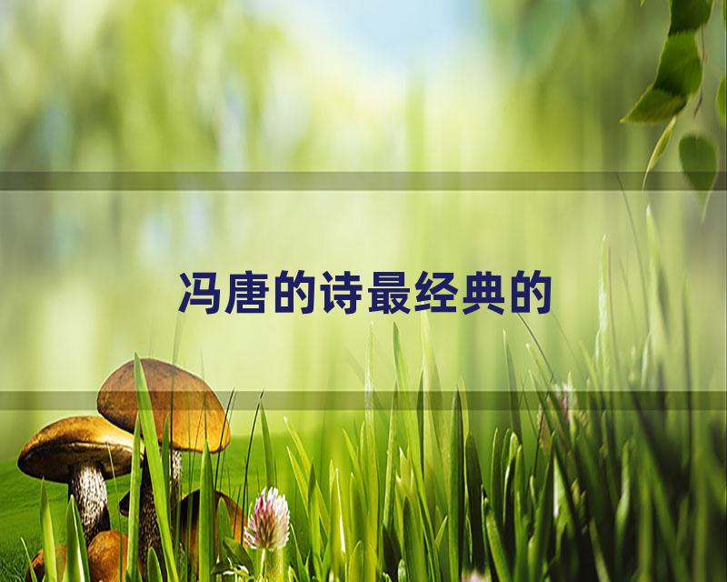 冯唐的诗最经典的