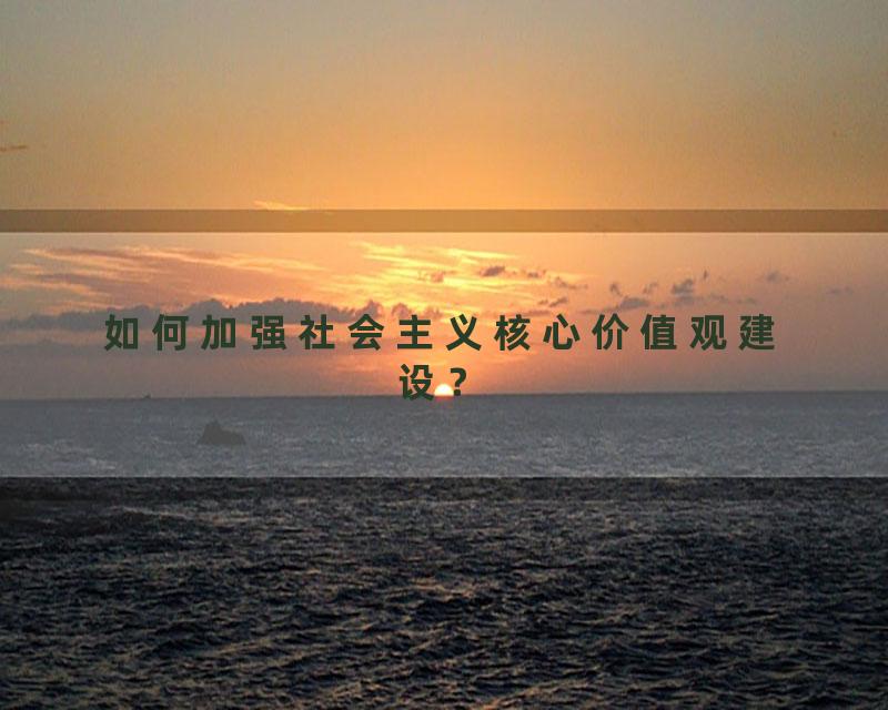 如何加强社会主义核心价值观建设？