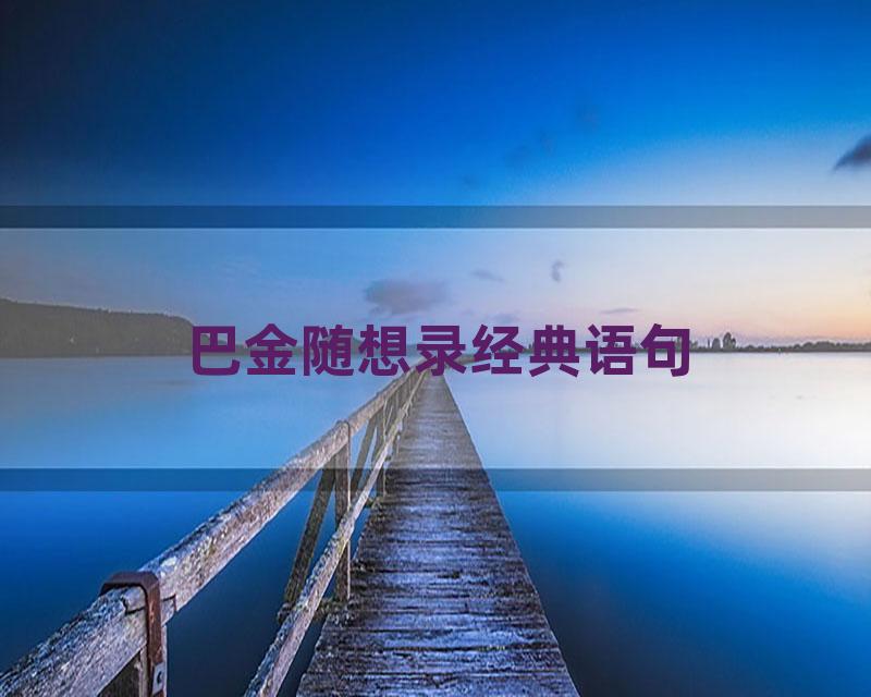 巴金随想录经典语句