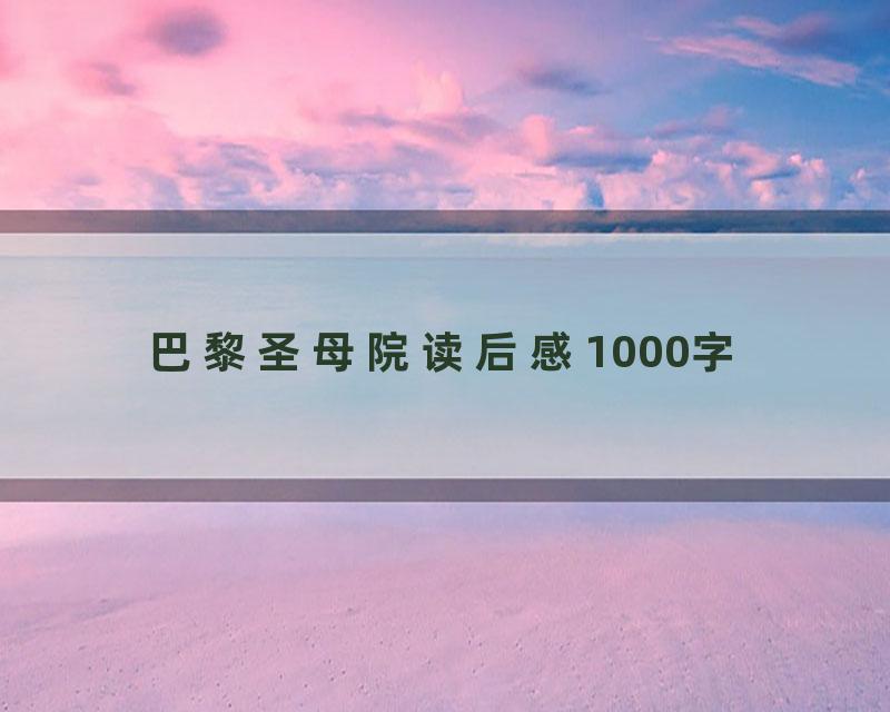 巴黎圣母院读后感1000字