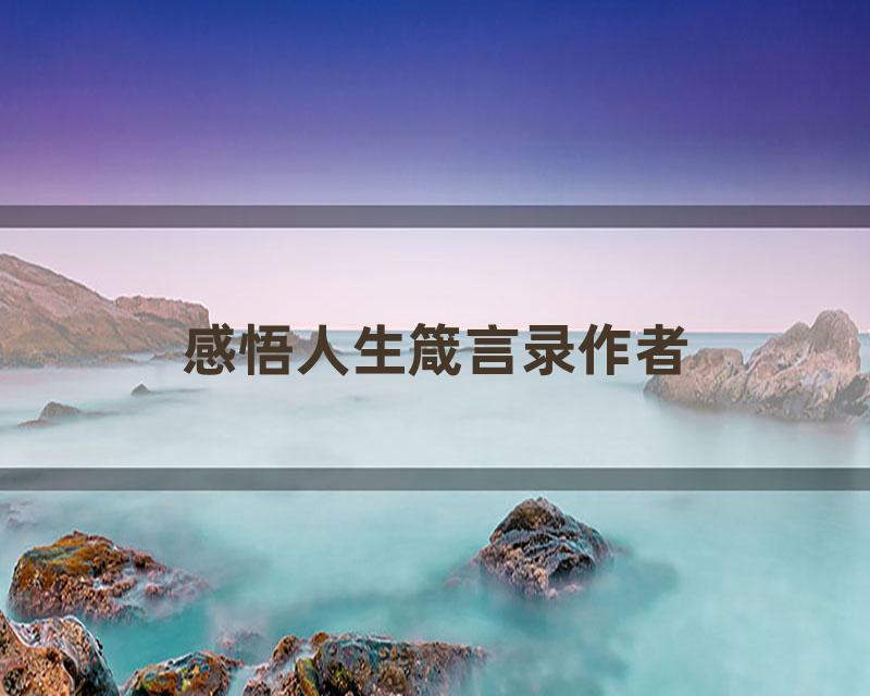 感悟人生箴言录作者