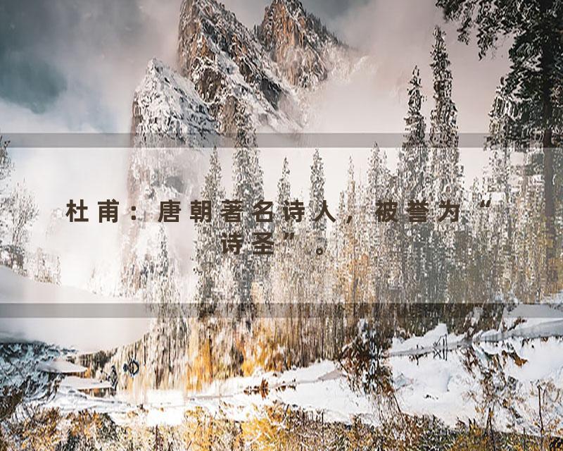 杜甫：唐朝著名诗人，被誉为“诗圣”。