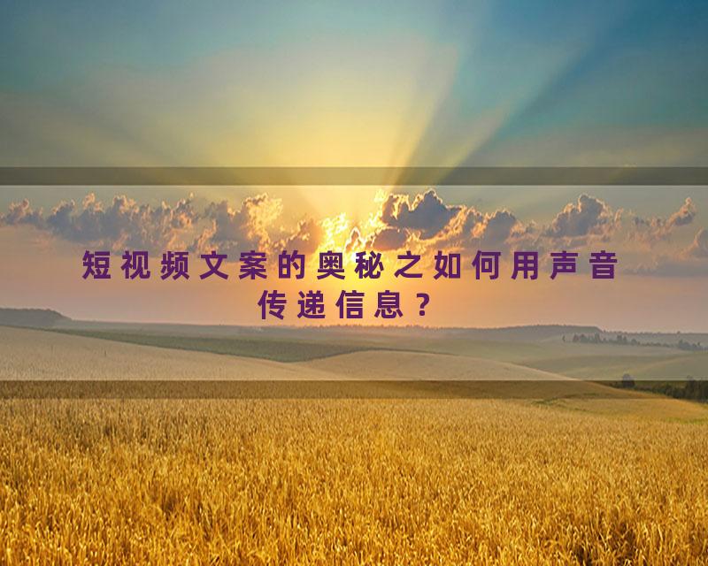 短视频文案的奥秘之如何用声音传递信息？