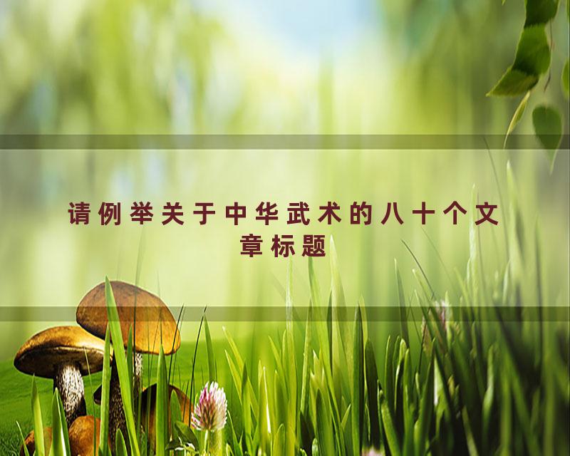 请例举关于中华武术的八十个文章标题