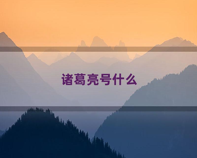 诸葛亮号什么