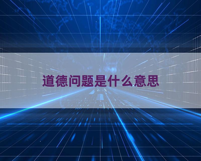 道德问题是什么意思