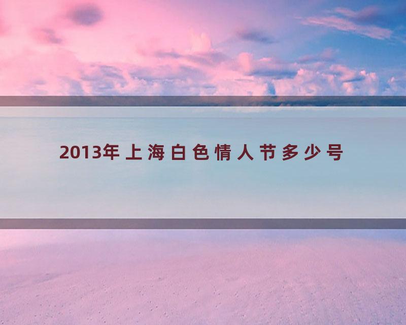 2013年上海白色情人节多少号
