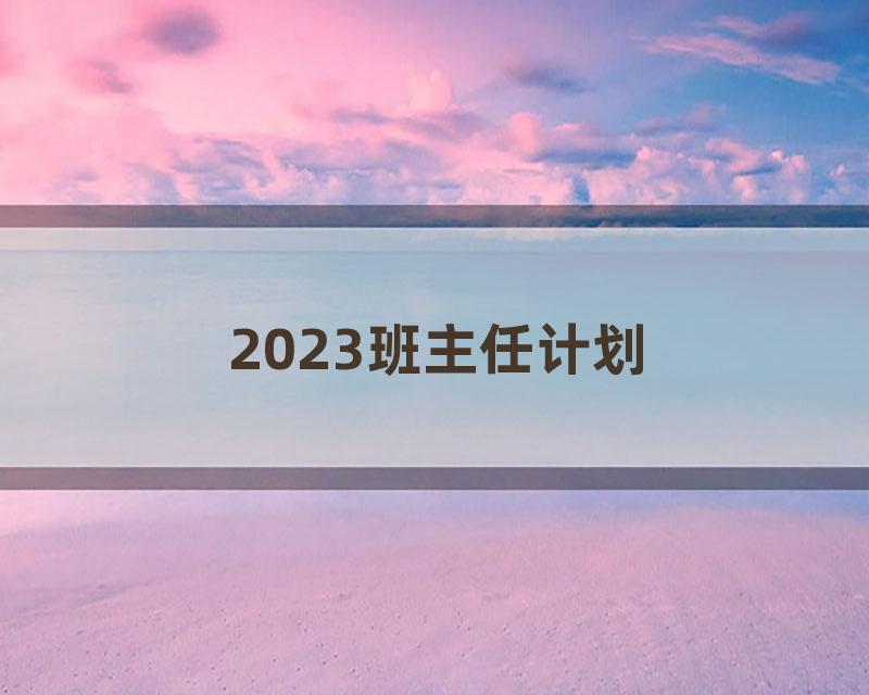 2023班主任计划